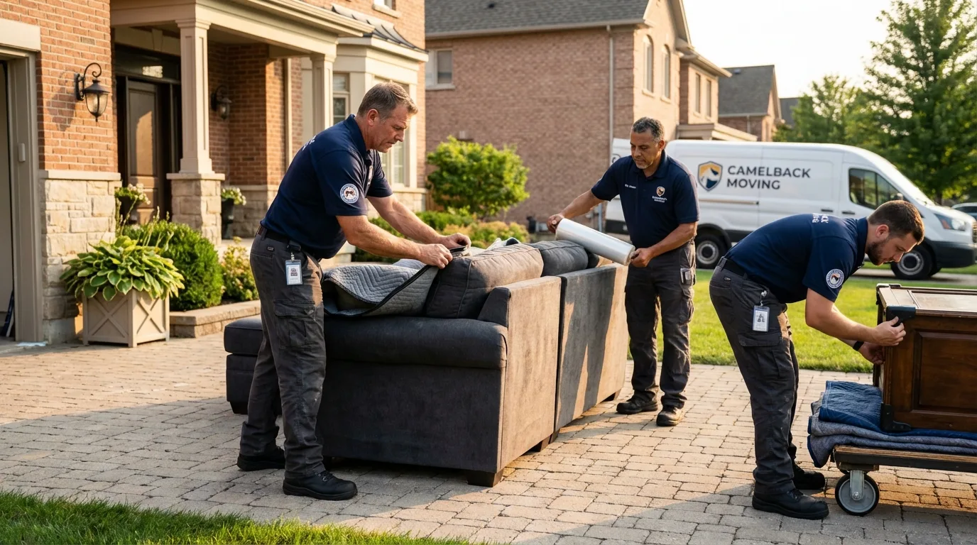 Large estate moving crew wrapping furniture in Holly Springs, NC