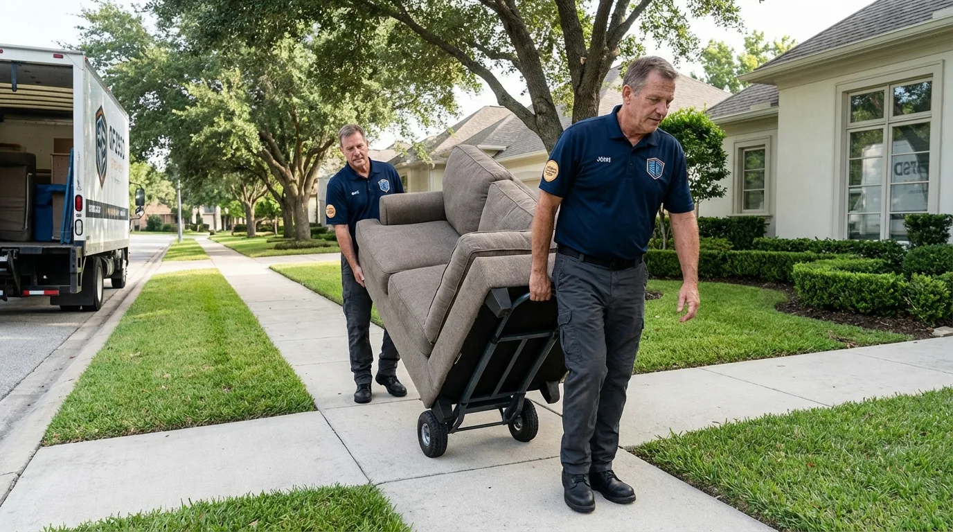 Local residential moving crew loading furniture in Holly Springs, NC